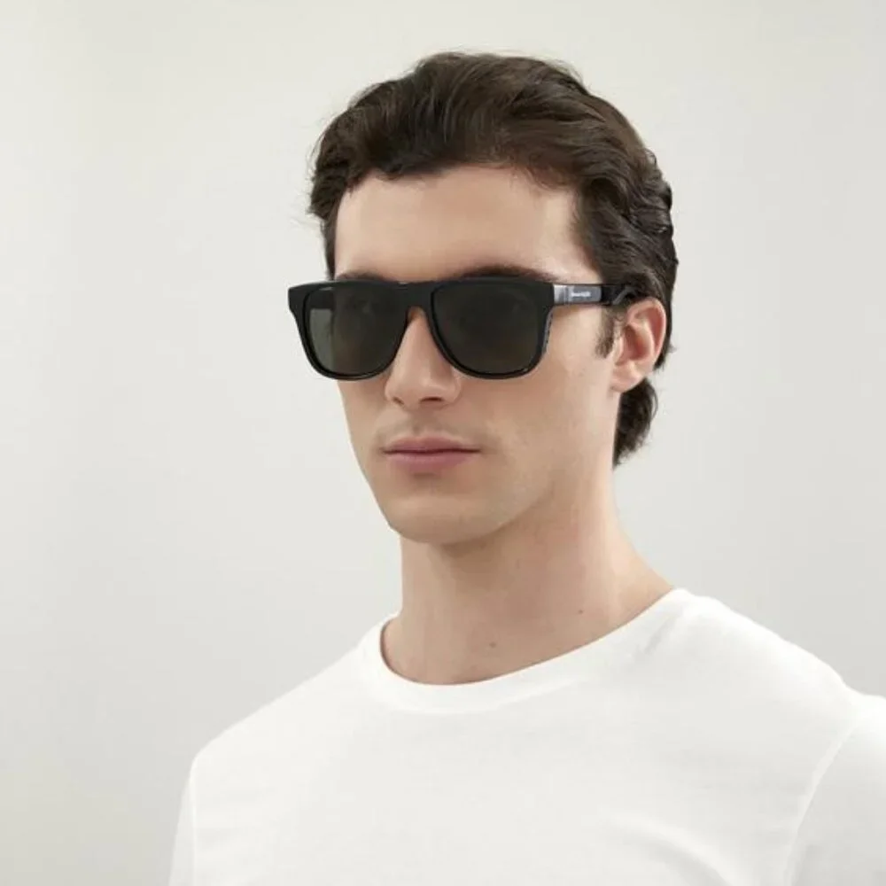 Alexander McQueen AM0292SA 001 Sunglasses Black Square Frame, Grey Lenses